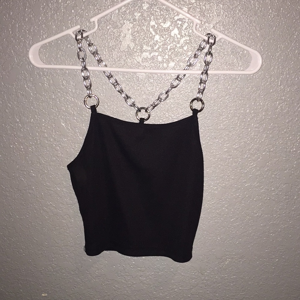 Chains Ribbed Crop Tank Top